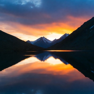 Mountain Lake Sunset Reflection