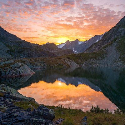 Sunset over Mountain Lake