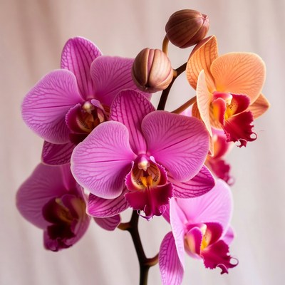 Pink and Orange Orchid Blooms