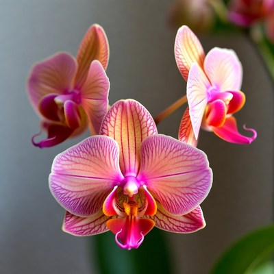 Pink and Orange Phalaenopsis Orchids