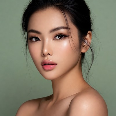Beautiful Asian woman closeup portrait