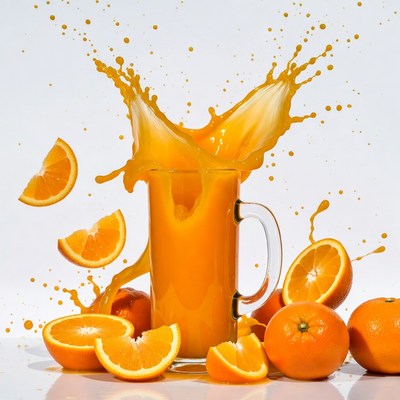 Orange Juice Splashing from Glass