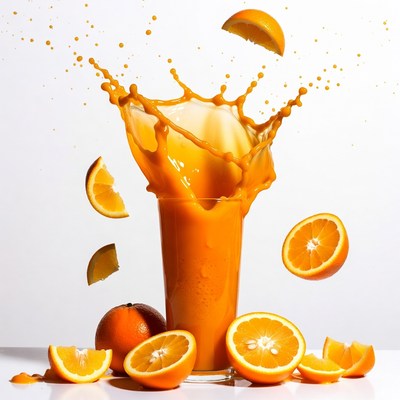 Orange Juice Splash with Fruit Slices