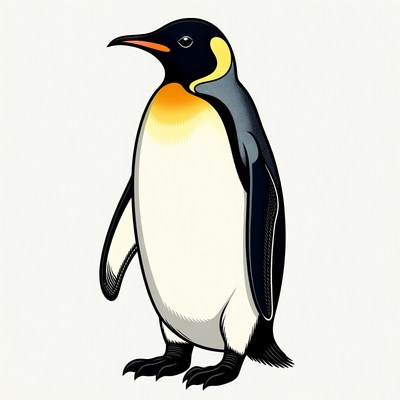 Standing Emperor Penguin Illustration