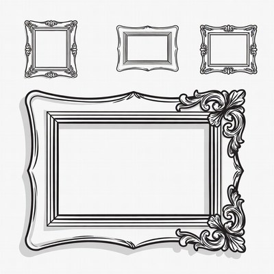 Ornate Empty Picture Frames Illustration