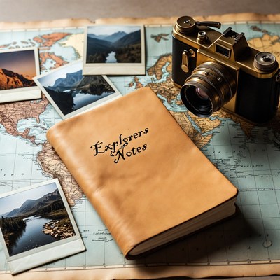Vintage Explorers Notes on World Map