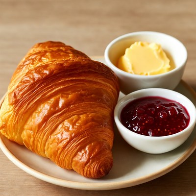 Croissant with Butter and Jam