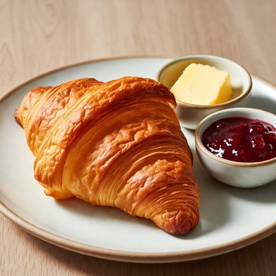 Croissant with Butter and Jam