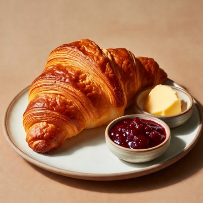 Croissant with Butter and Jam