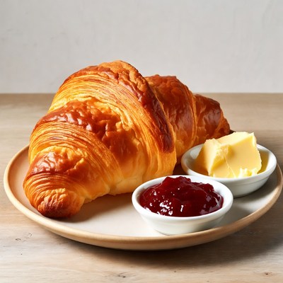 Croissant with Butter and Jam