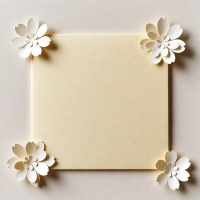 Blank Paper with White Cherry Blossom