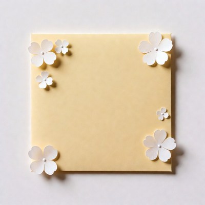 Yellow paper with white paper flowers