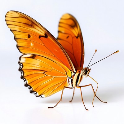 Orange butterfly on white background