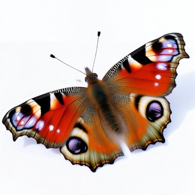 Peacock Butterfly on White Background
