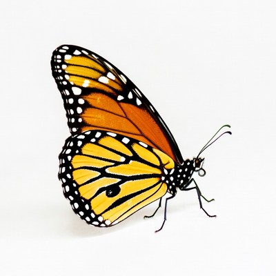 Monarch Butterfly on White Background