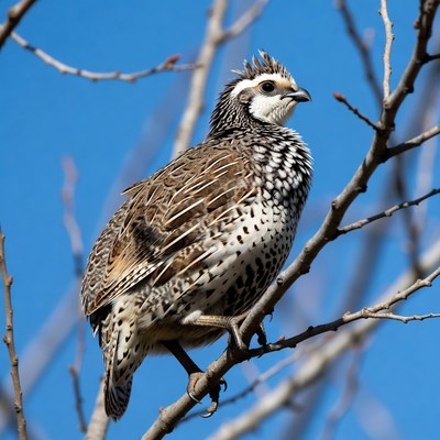 Gambel's Quail perched on branch