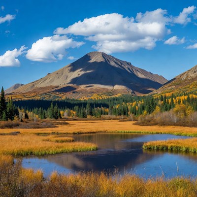 Autumn Mountain Landscape with Lake