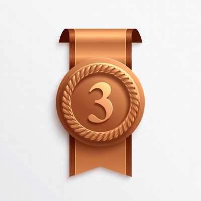 Bronze Third Place Medal with Ribbon