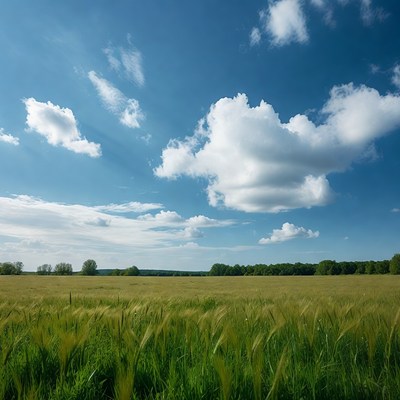 Golden Wheat Field Under Blue Sky