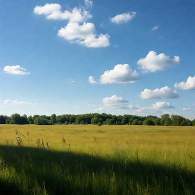 Golden Grass Field Under Blue Sky