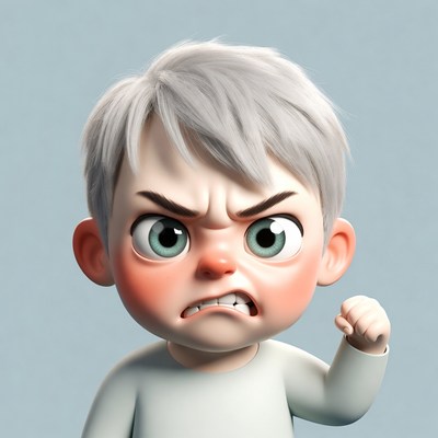 Angry white baby boy glaring