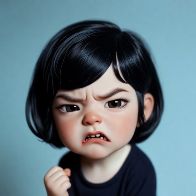 Angry girl with clenched fist