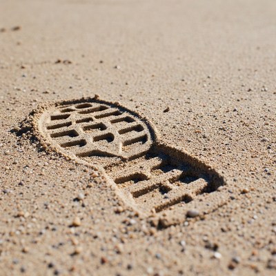 Sneaker footprint in sand