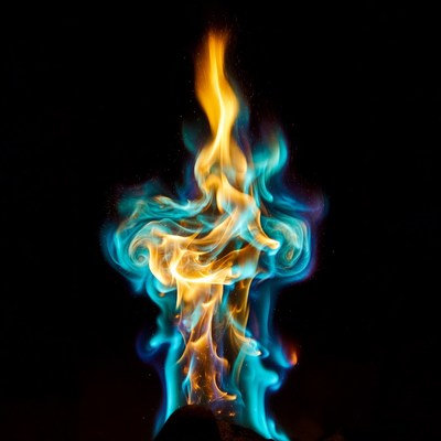 Blue and Orange Flame Burst