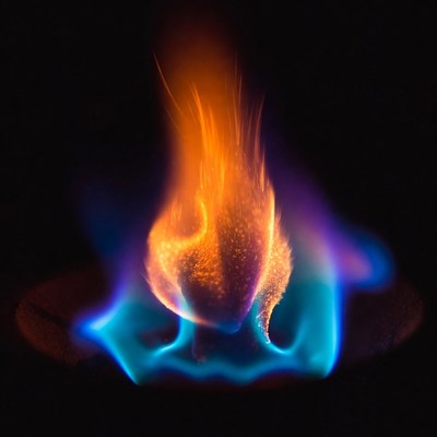 Burning Flame on Black Background