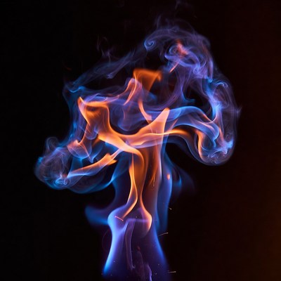Swirling Blue and Orange Flames
