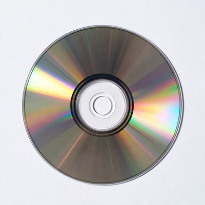 Shiny CD Disc on White Background