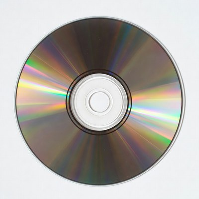 Shiny CD Disc on White Background