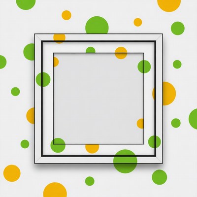 Empty White Frame Green Orange Dots