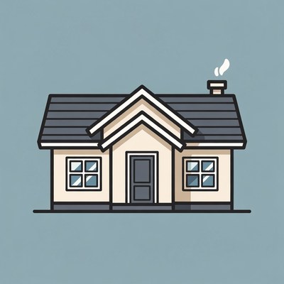 Cartoon House with Chimney Smoke