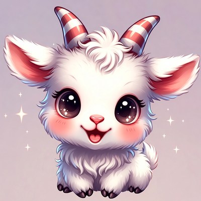 Cute white baby goat illustration