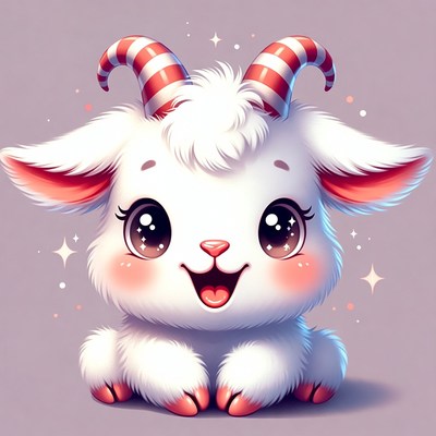 Cute Candy Cane Goat Illustration