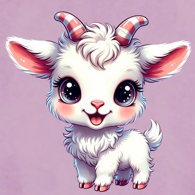 Cute white baby goat illustration