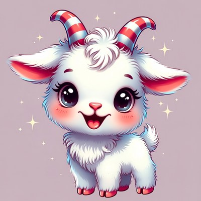Cute cartoon baby goat