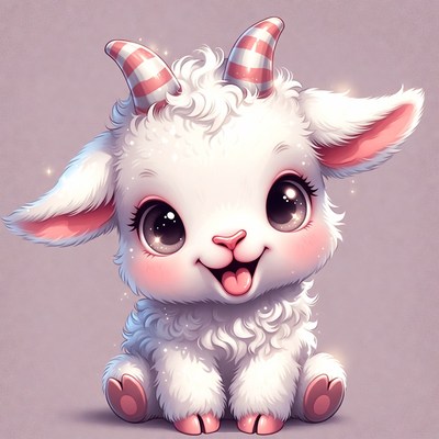 Cute baby goat with checkered horns