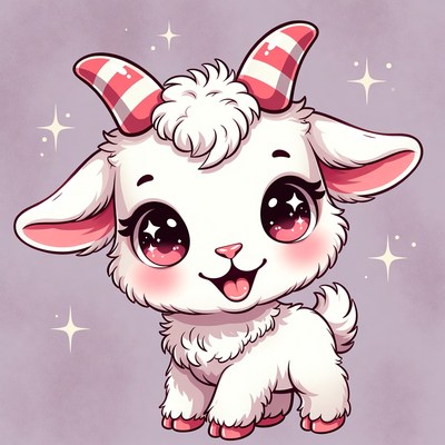 Cute kawaii baby goat illustration