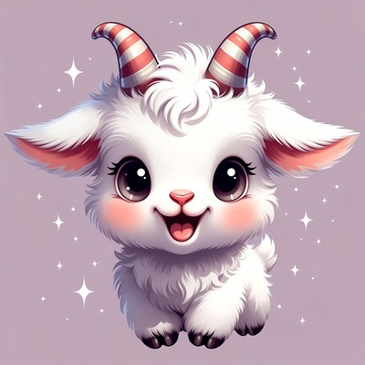 Cute goat with candy cane horns