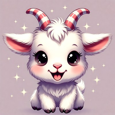Cute white baby goat illustration