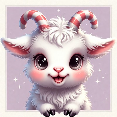 Cute baby goat with candy cane horns