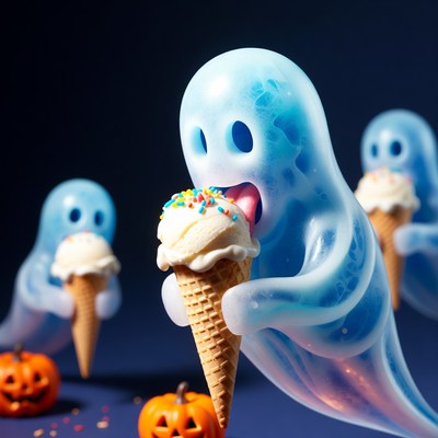 Ghosts Eating Ice Cream Cones