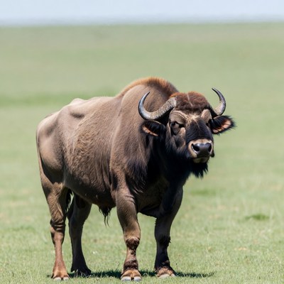Buffalo standing in green grass