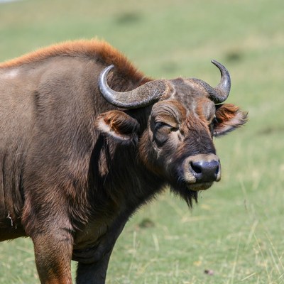 Buffalo standing in green grass