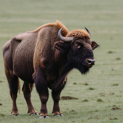 European Bison Standing in Grass