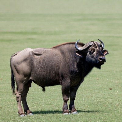 Cape Buffalo Standing in Grassland