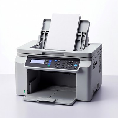 Open gray multifunction printer