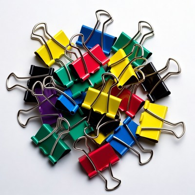 Colorful binder clips pile